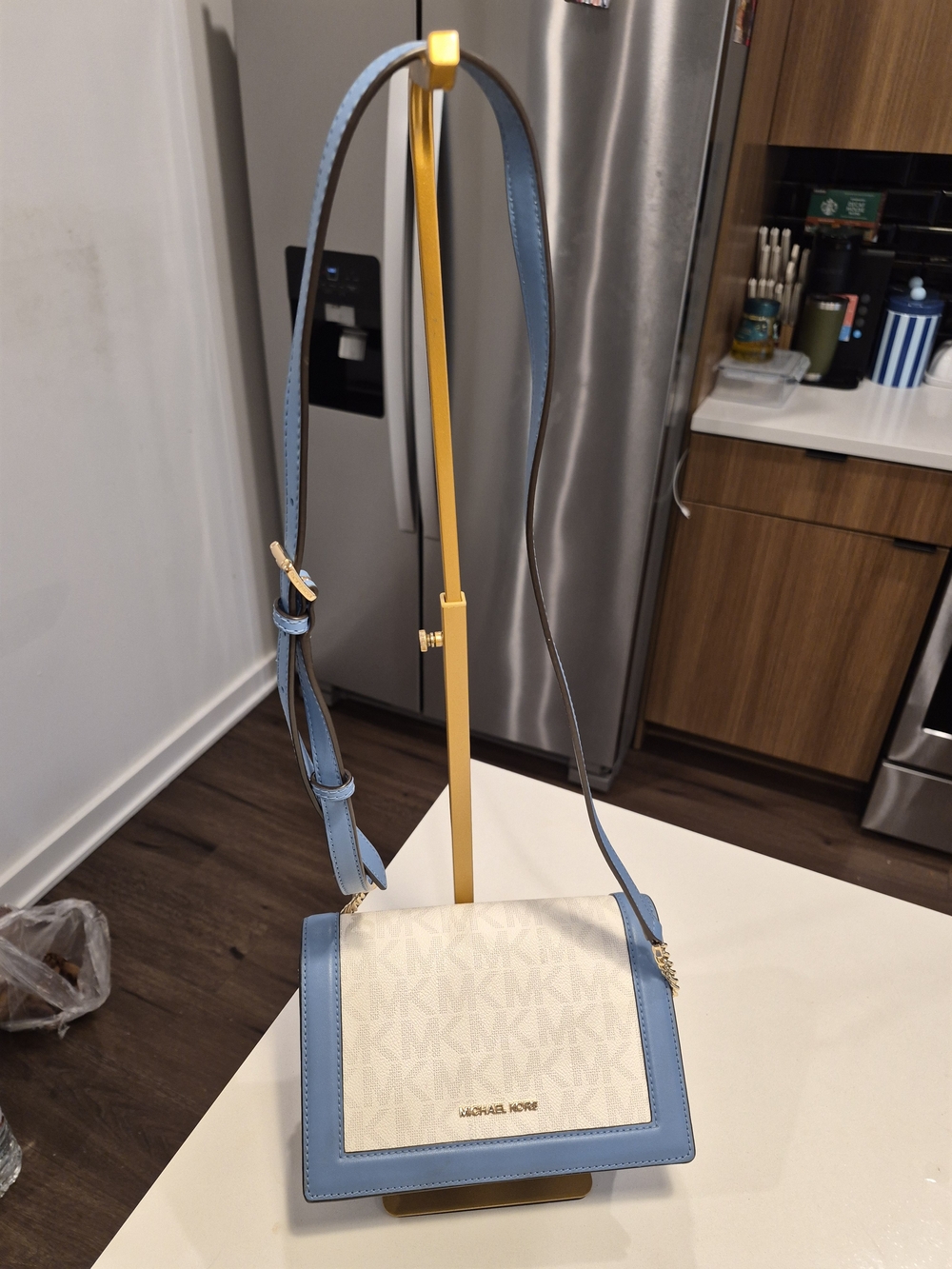 Michael Kors Blue and Cream Signature Crossbody Bag